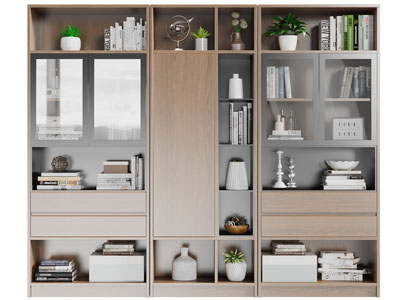 现代实木装饰书柜