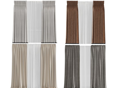 现代窗帘窗纱3d模型 现代窗帘窗纱