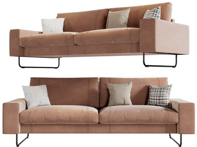 现代布艺双人沙发3d模型 现代布艺双人沙发