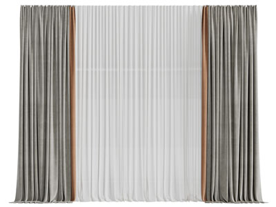 现代窗帘窗纱3d模型 现代窗帘窗纱