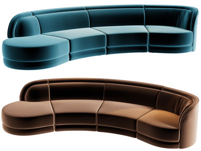现代弧形多人沙发3d模型 现代弧形多人沙发