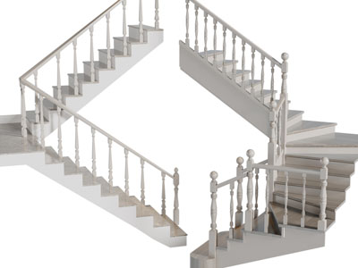 美式实木旋转楼梯3d模型 美式实木旋转楼梯