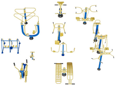 现代社区健身器材3d模型 现代社区健身器材