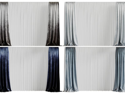 现代窗帘窗纱3d模型 现代窗帘窗纱