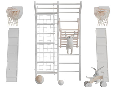 现代室内攀爬架、篮球架3d模型 现代室内攀爬架、篮球架