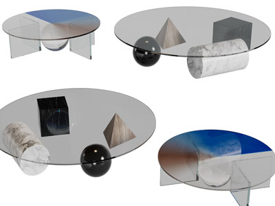 现代圆形玻璃茶几3d模型 现代圆形玻璃茶几