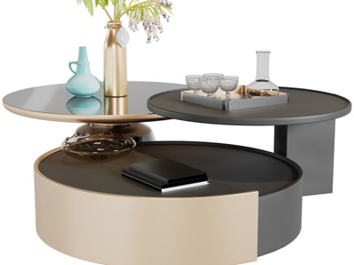 现代圆形茶几3d模型 现代圆形茶几