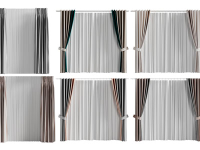 现代窗帘窗纱3d模型 现代窗帘窗纱