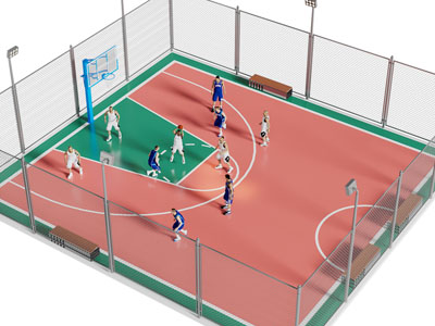 现代篮球场3d模型 现代篮球场