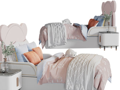 现代卡通床头双人床