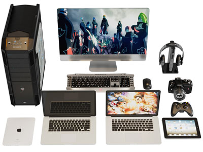 现代电脑、液晶显示屏和笔记本