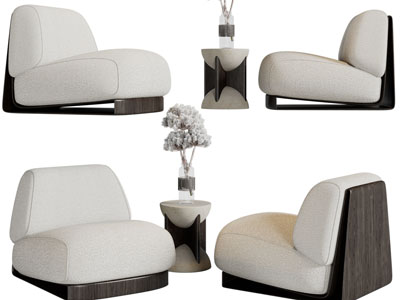 侘寂风单人沙发3d模型 侘寂风单人沙发