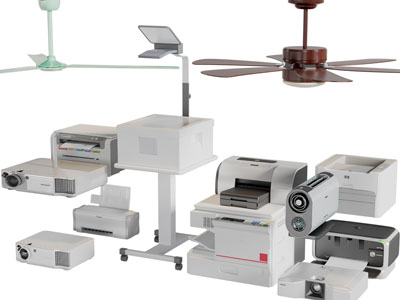 现代投影仪、电风吊扇、打印机