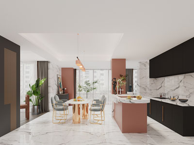 现代轻奢餐厅厨房