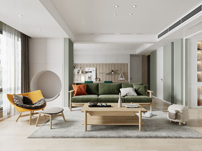 侘寂风客厅餐厅