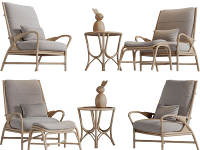 北欧休闲椅子、脚踏、边几