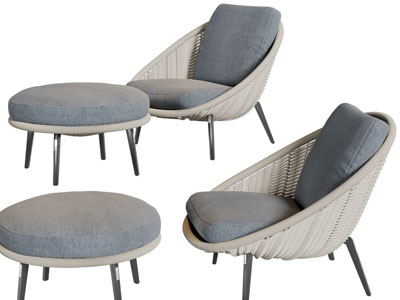 东南亚藤编休闲椅子、脚踏