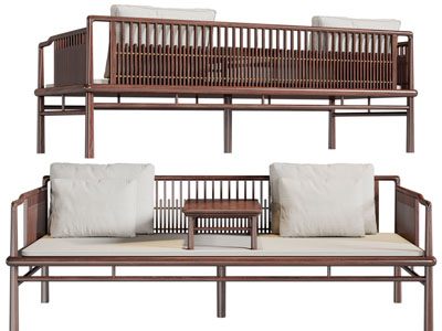 新中式罗汉床3d模型 新中式罗汉床