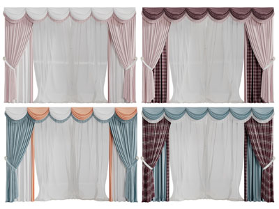 简欧窗帘窗纱3d模型 简欧窗帘窗纱