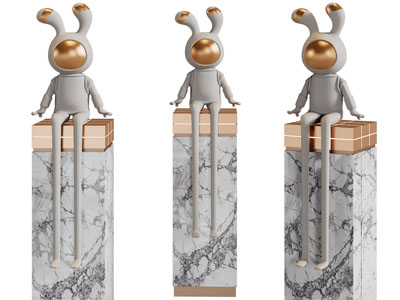 现代兔子摆件组合