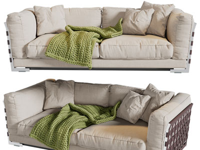 现代布艺双人沙发3d模型 现代布艺双人沙发