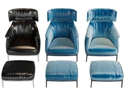 现代休闲沙发椅子、脚踏3d模型 现代休闲沙发椅子、脚踏