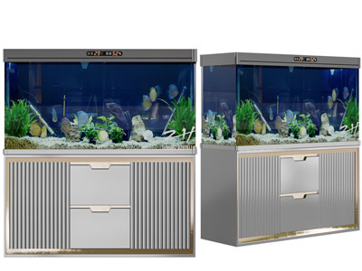 现代带收纳柜的鱼缸