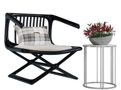 后现代休闲椅子、边几