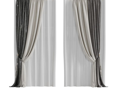 现代窗帘窗纱3d模型 现代窗帘窗纱