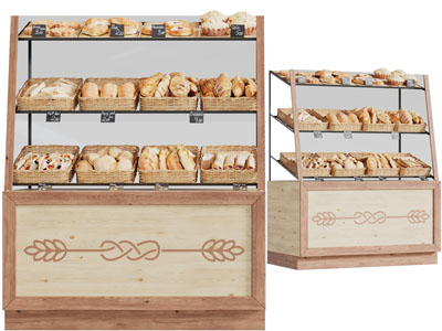 现代面包糕点实木展柜、货架3d模型 现代面包糕点实木展柜、货架