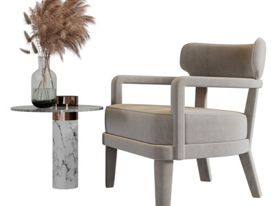 现代休闲椅子、边几