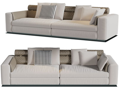 现代布艺双人沙发3d模型 现代布艺双人沙发