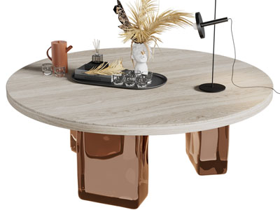 现代圆形茶几3d模型 现代圆形茶几