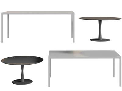 现代长方形、圆形茶几3d模型 现代长方形、圆形茶几