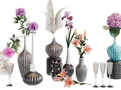 现代花瓶花卉