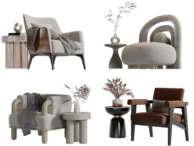 侘寂风单人沙发3d模型 侘寂风单人沙发