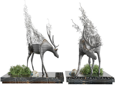 现代抽象麋鹿雕塑雕刻