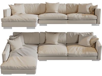 现代布艺转角多人沙发3d模型 现代布艺转角多人沙发