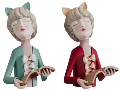 现代读书的女孩装饰品摆件