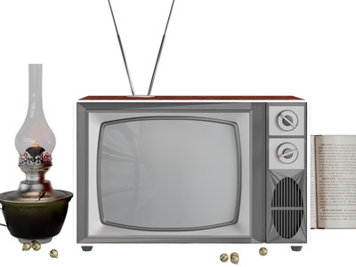 现代老式黑白电视机摆件