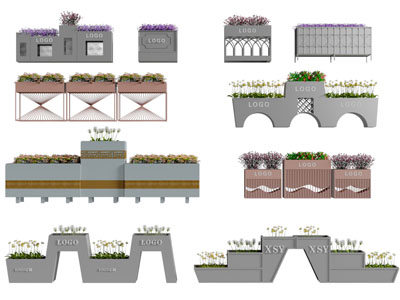 现代户外花坛盆栽植物