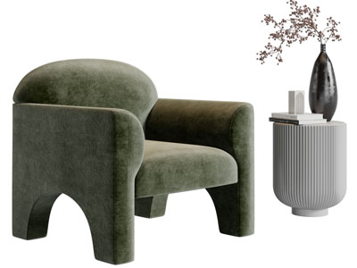 侘寂风单人沙发3d模型 侘寂风单人沙发