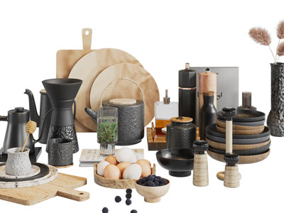 北欧碗盘咖啡壶、调味瓶摆件