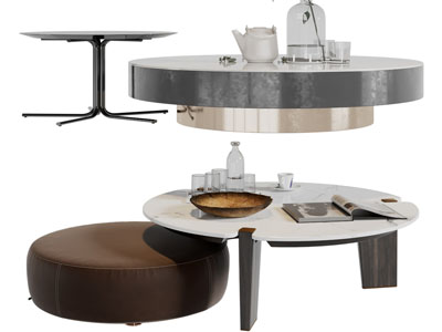 新中式圆形茶几3d模型 新中式圆形茶几