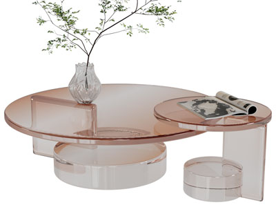 现代玻璃茶几3d模型 现代玻璃茶几