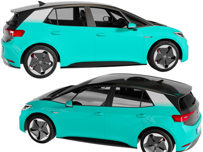 现代蓝色汽车3d模型 现代蓝色汽车