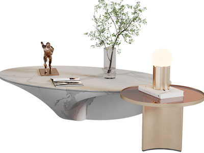 现代椭圆形茶几3d模型 现代椭圆形茶几