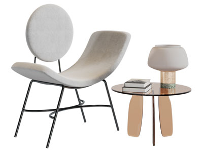 后现代休闲椅子、边几