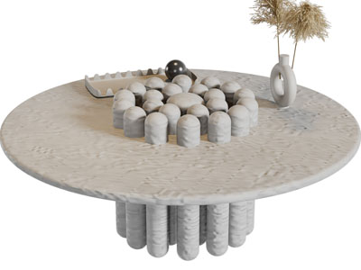 侘寂风圆形茶几3d模型 侘寂风圆形茶几