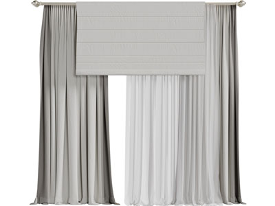 现代布艺窗帘窗纱3d模型 现代布艺窗帘窗纱